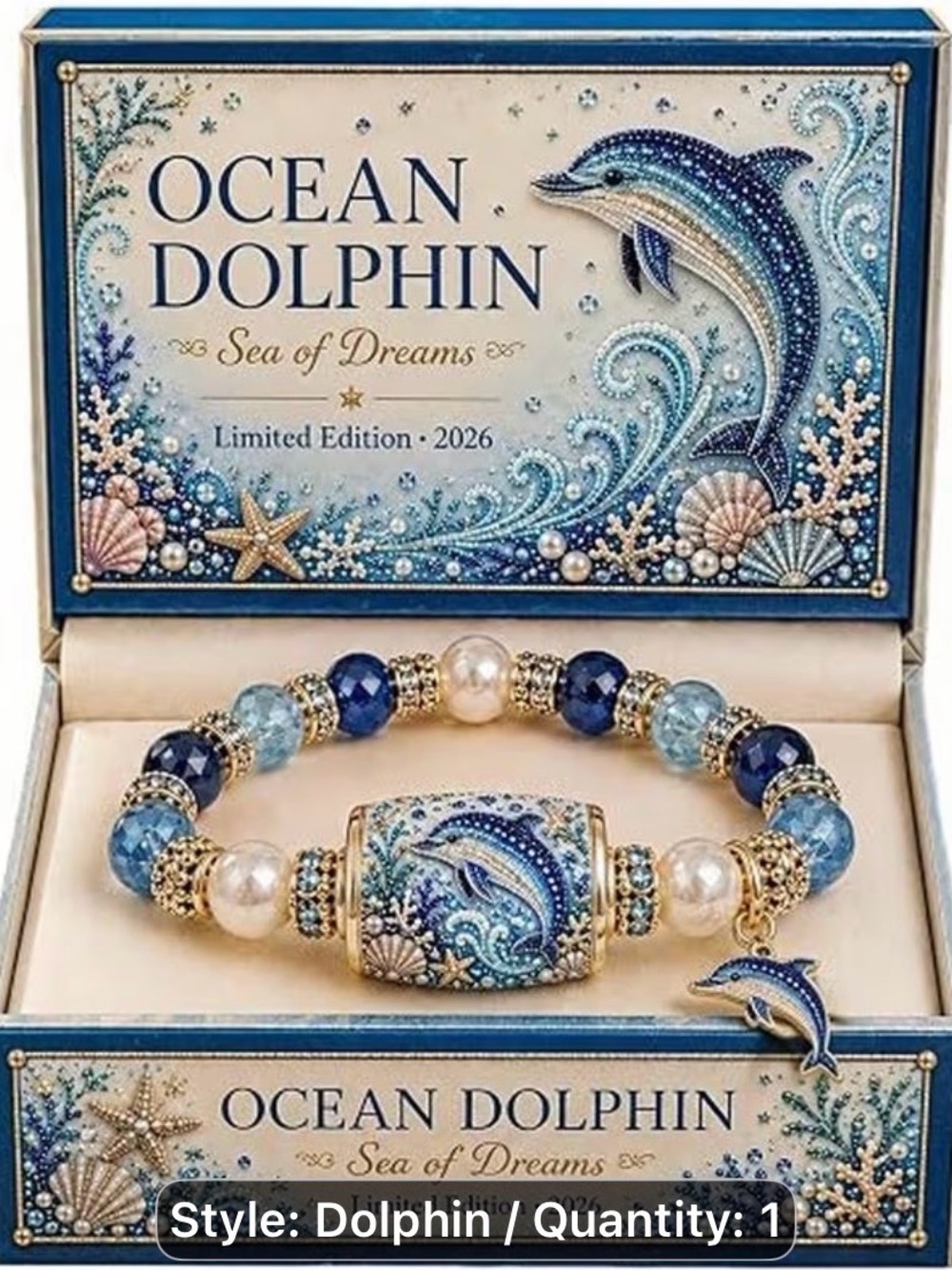 Ocean Dolphin Sea of Dreams Blue Dolphin Stretch Bracelet